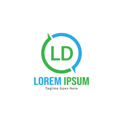 Initial LD logo template with modern frame. Minimalist LD letter logo vector illustration