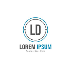 Initial LD logo template with modern frame. Minimalist LD letter logo vector illustration