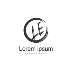 Initial LE logo template with modern frame. Minimalist LE letter logo vector illustration