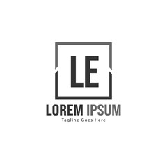 Initial LE logo template with modern frame. Minimalist LE letter logo vector illustration