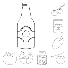 Isolated object of tomat and diet sign. Set of tomat and agriculture vector icon for stock.