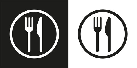 sign with fork and knife - obrazy, fototapety, plakaty
