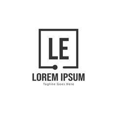 Initial LE logo template with modern frame. Minimalist LE letter logo vector illustration