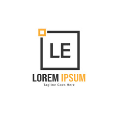 Initial LE logo template with modern frame. Minimalist LE letter logo vector illustration - obrazy, fototapety, plakaty