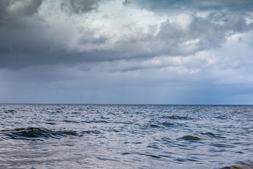 Obraz premium Dark sky over gulf of Riga, Baltic sea.