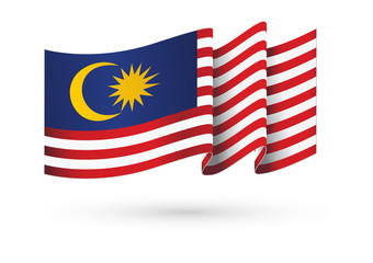 Hari Merdeka, Malaysia Independence day. Waving Malaysia national flag banner, Vector