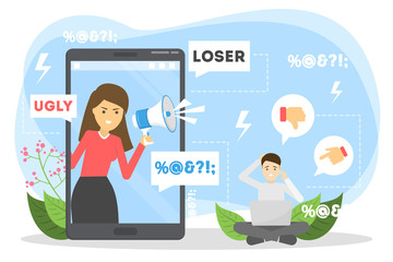 Cyberbullying concept. Idea of harassment in the internet