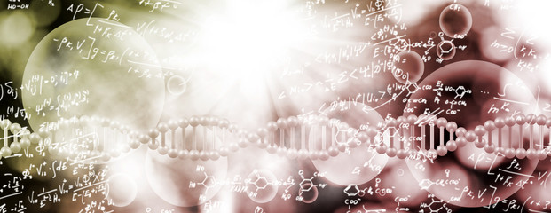 image of dna chain on biotechnological background,