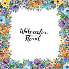 Watercolor Flower Border