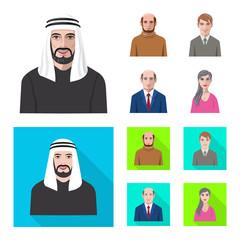 Isolated object of hairstyle and profession sign. Collection of hairstyle and character vector icon for stock.