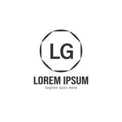 Initial LG logo template with modern frame. Minimalist LG letter logo vector illustration