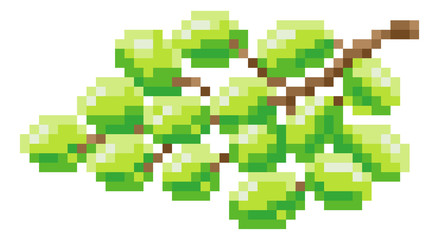 A bunch of grapes pixel art 8 bit video game style fruit icon