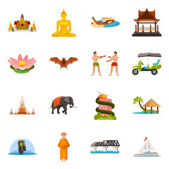Obraz premium Vector illustration of thailand and travel symbol. Collection of thailand and culture stock vector illustration.