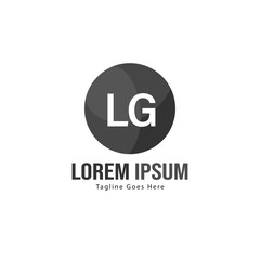 Initial LG logo template with modern frame. Minimalist LG letter logo vector illustration
