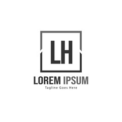Initial LH logo template with modern frame. Minimalist LH letter logo vector illustration
