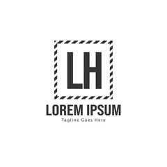 Initial LH logo template with modern frame. Minimalist LH letter logo vector illustration