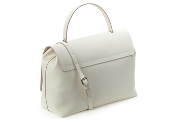 White leather female bag isolated over white