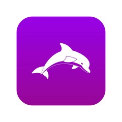 Jumping dolphin icon digital purple for any design isolated on white vector illustration