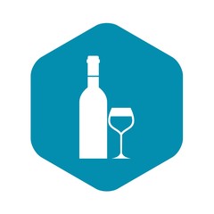 Glass and bottle of wine icon. Simple illustration of wine bottle vector icon for web