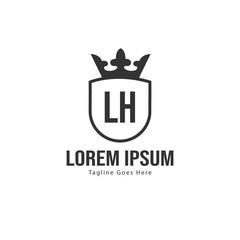 Initial LH logo template with modern frame. Minimalist LH letter logo vector illustration
