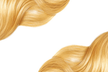 Naklejka premium Blond shiny hair as background. Copyspace