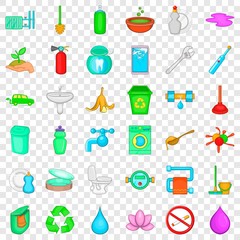 Emblem icons set. Cartoon style of 36 emblem vector icons for web for any design