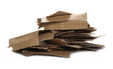 Cardboard stack for recycling isolated on white background