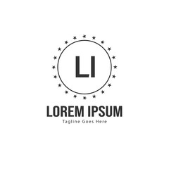 Initial LI logo template with modern frame. Minimalist LI letter logo vector illustration