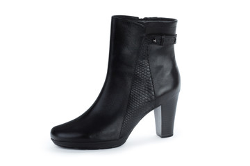 Female autumn-winter leather ankle  boots isolated on white background