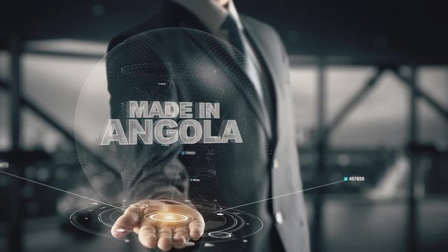 Made in Angola with hologram businessman concept