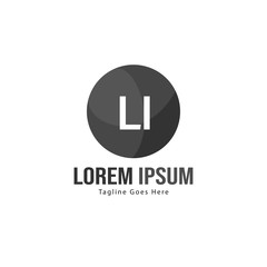 Initial LI logo template with modern frame. Minimalist LI letter logo vector illustration