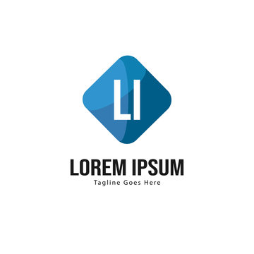 Initial LI logo template with modern frame. Minimalist LI letter logo vector illustration