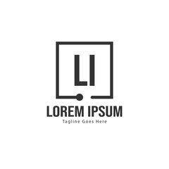 Initial LI logo template with modern frame. Minimalist LI letter logo vector illustration
