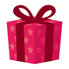 Gift box ( present box ) flat vector illustration (Star pattern)