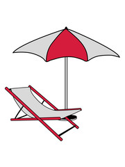 schirm sonnenschirm liegestuhl strandstuhl urlaub ferien strand meer pool liegen entspannen schlafen sitzen stuhl bequem spaß clipart design cool klappstuhl