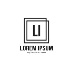 Initial LI logo template with modern frame. Minimalist LI letter logo vector illustration