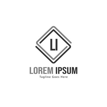 Initial LI logo template with modern frame. Minimalist LI letter logo vector illustration
