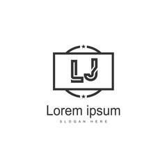 Initial LJ logo template with modern frame. Minimalist LJ letter logo vector illustration
