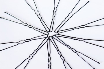 Women's hairpins on a white background