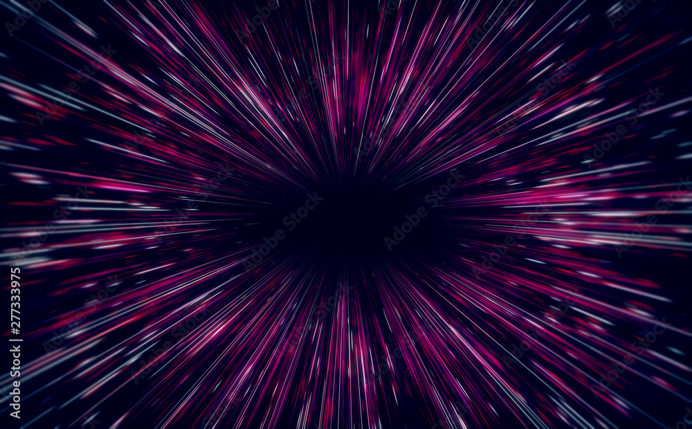 Wall mural shiny particles space explosion retro sci-fi neon radial lines background futuristic speed light zoo