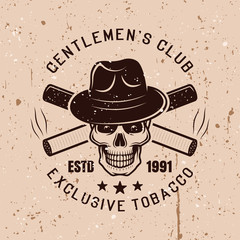 Gentleman skull and cigarettes vector emblem
