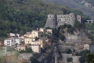 Fototapeta na wymiar Cerro al Volturno, Italy - 8 luglio 2019: The village and the castle in Isernia province
