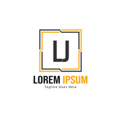 Initial LJ logo template with modern frame. Minimalist LJ letter logo vector illustration