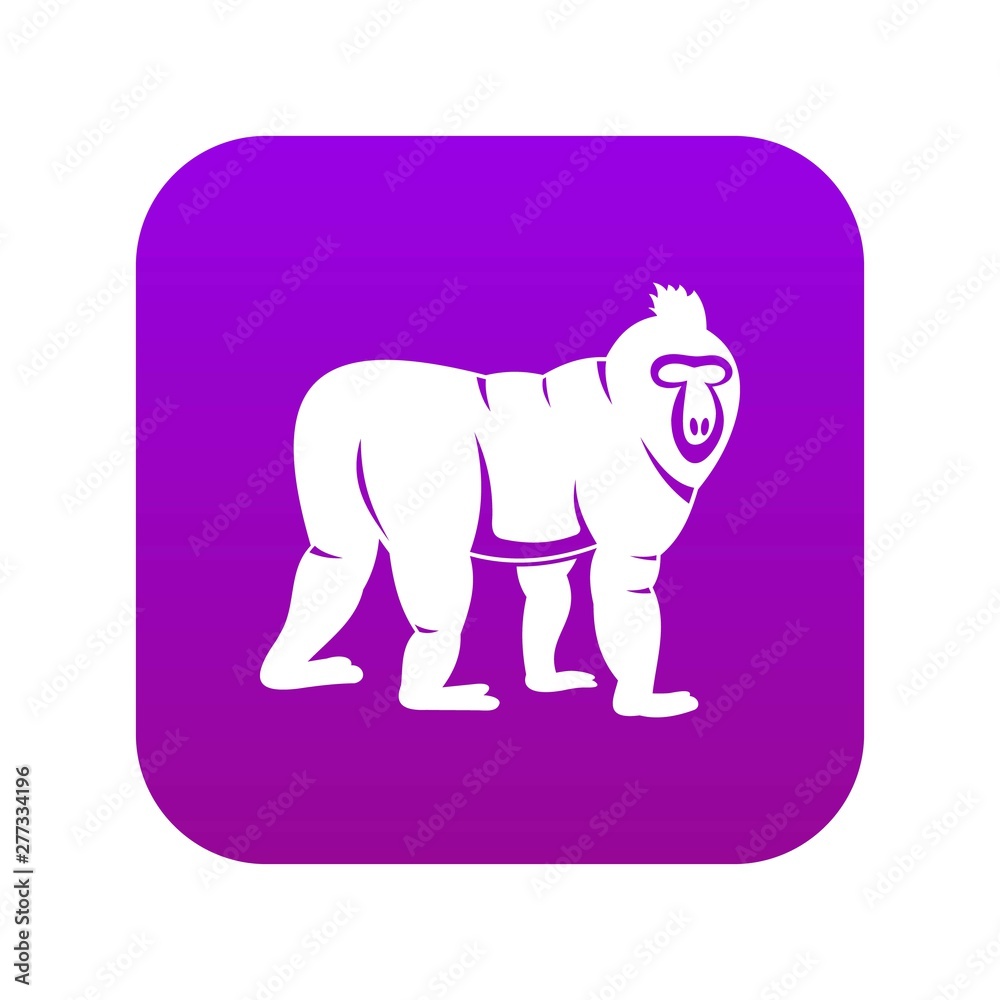 Sticker Mandrill monkey icon digital purple for any design isolated on white vector illustration - Stickers