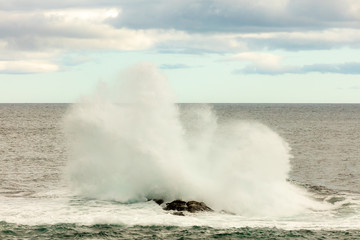 waves crashing on the beach