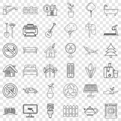 Faucet icons set. Outline style of 36 faucet vector icons for web for any design