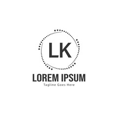 Initial LK logo template with modern frame. Minimalist LK letter logo vector illustration