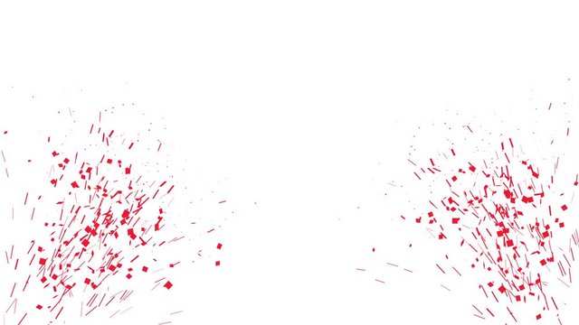  Animation of Red Confetti Party Explosions on White Background. Party and Celebrations Concept , 4K.
