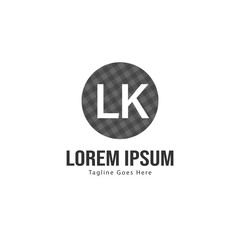Initial LK logo template with modern frame. Minimalist LK letter logo vector illustration
