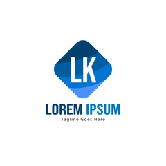 Initial LK logo template with modern frame. Minimalist LK letter logo vector illustration